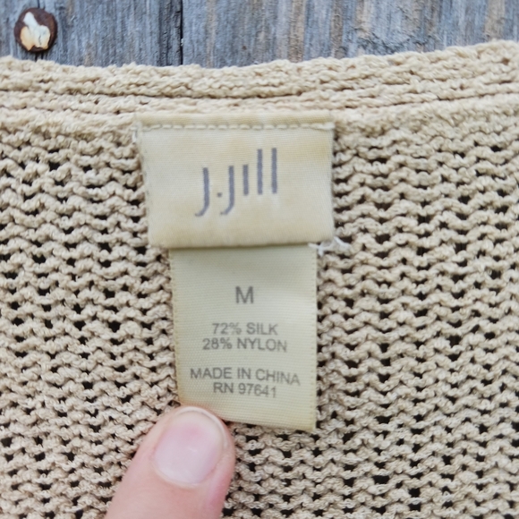 J. Jill Silk Nylon Lightweight Beachy Pullover Oatmeal Sweater Women’s Size M - Picture 4 of 5